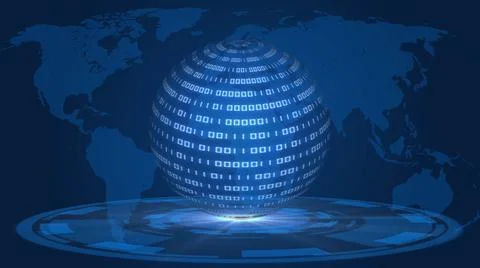 Abstract 3D data flow illustration - digital futuristic technology concept 库存插图