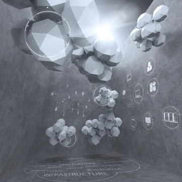 Abstract 3d design for cloud networking computer as concept Illustrazione stock