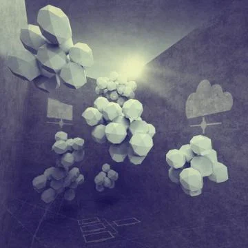 Abstract 3d design for cloud networking computer Illustrazione stock