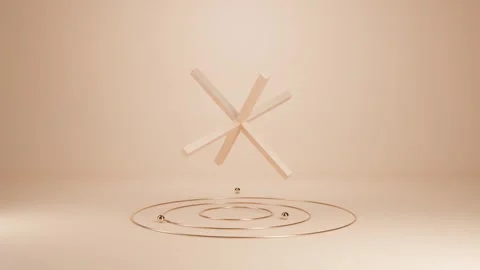 Abstract 3D Design: Cross-Shaped Rotating Columns with Peach-Toned Elements Video stock 271129334