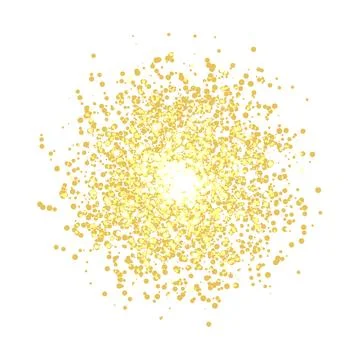 Abstract 3d design element, emblem. Different gold lights dots on white 스톡 일러스트