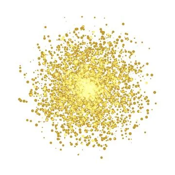 Abstract 3d design element, emblem. Different gold lights dots on white Illustrazione stock