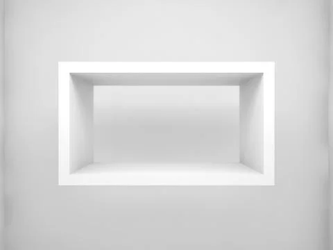 Abstract 3d design element. Empty rectangle white shelf Stock Illustration