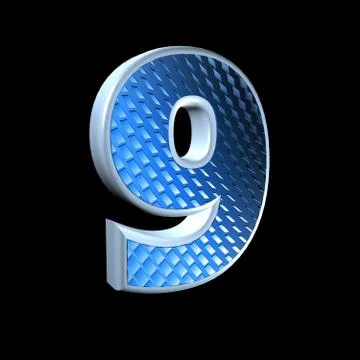 Abstract 3d digit with blue pattern texture - 9 Stock Illustration