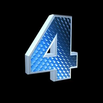 Abstract 3d digit with blue pattern texture - 4 Stock Illustration
