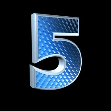 Abstract 3d digit with blue pattern texture - 5 Stock Illustration