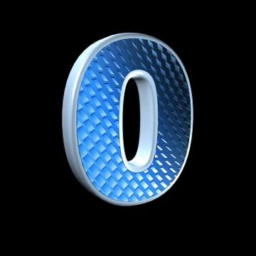 Abstract 3d digit with blue pattern texture - 0 Stock Illustration