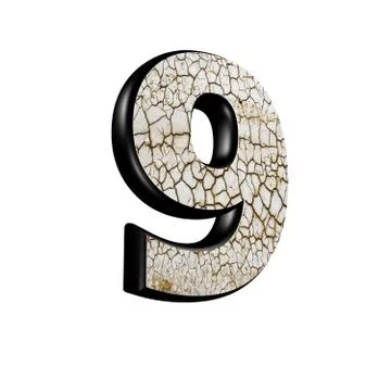 Abstract 3d digit with dry ground texture - 9 Stock Illustration