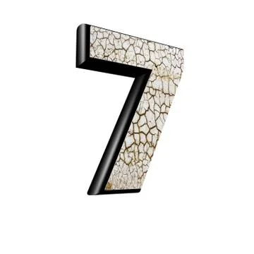 Abstract 3d digit with dry ground texture - 7 Stock Illustration