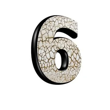 Abstract 3d digit with dry ground texture - 6 Stock Illustration
