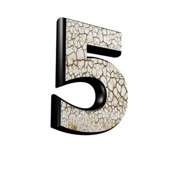 Abstract 3d digit with dry ground texture - 5 Stock Illustration
