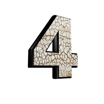 Abstract 3d digit with dry ground texture - 4 Stock-Illustration