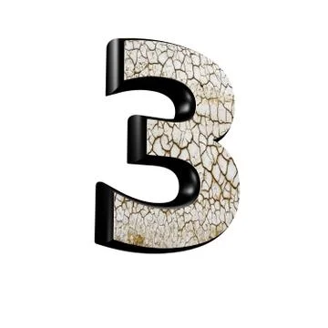 Abstract 3d digit with dry ground texture - 3 Stock Illustration