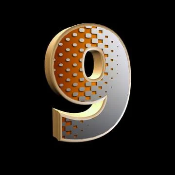 Abstract 3d digit with halftone texture - 9 Stock Illustration
