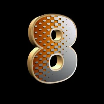 Abstract 3d digit with halftone texture - 8 Stock Illustration