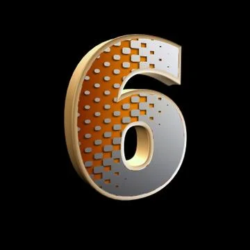 Abstract 3d digit with halftone texture - 6 Stock Illustration
