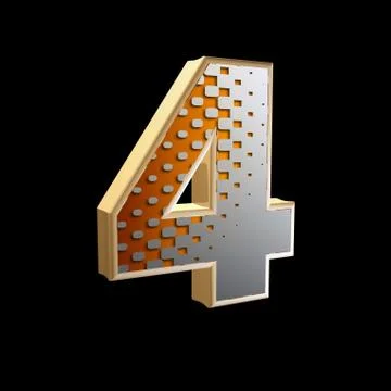 Abstract 3d digit with halftone texture - 4 Stock Illustration