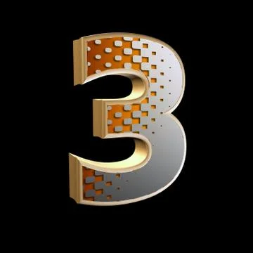 Abstract 3d digit with halftone texture - 3 Stock Illustration