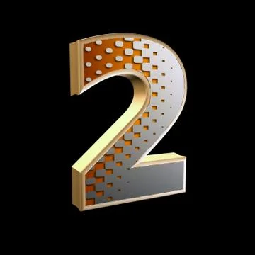 Abstract 3d digit with halftone texture - 2 Stock Illustration