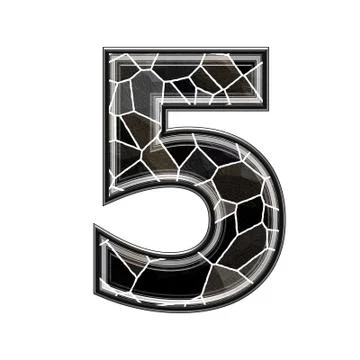 Abstract 3d digit with stone wall texture - 5 Stock Illustration