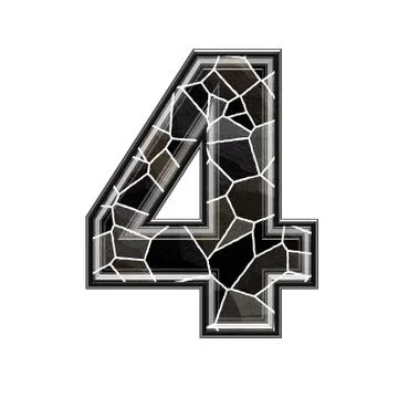 Abstract 3d digit with stone wall texture - 4 Stock-Illustration