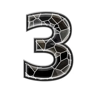 Abstract 3d digit with stone wall texture - 3 Stock Illustration