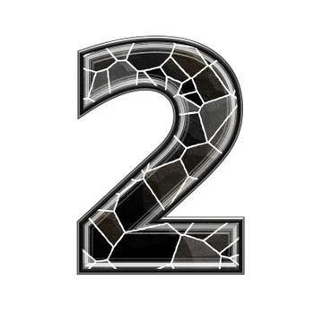 Abstract 3d digit with stone wall texture - 2 Stock Illustration