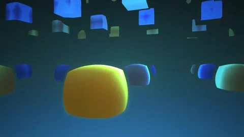 Abstract 3D digital background with floating glowing cubes and colorful geo.. Stock Footage 346316527