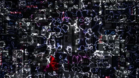 Abstract 3D digital background with moving glowing energy rings. Stock Footage 168014763