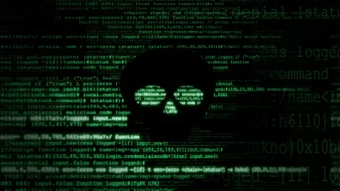 Abstract 3d digital code background with glowing green text and data stream Stock Footage 347558074