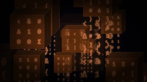 Abstract 3D digital code cubes animation loop Vídeo Stock 344752256