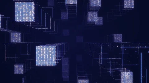 Abstract 3D Digital Data Cubes and Binary Code Background Stock Footage 328565164