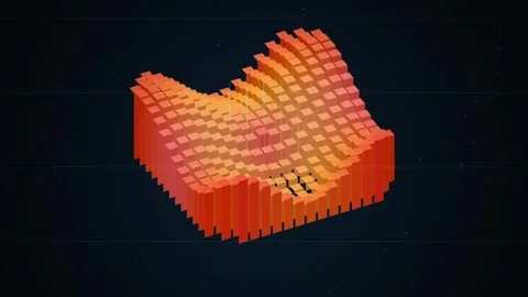 Abstract 3D Digital Grid Data Visualization in Neon Blue Glowing Lines Stock Footage 346661182