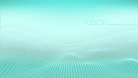 Abstract 3D Digital Grid Terrain Landscape Background Stock Illustration