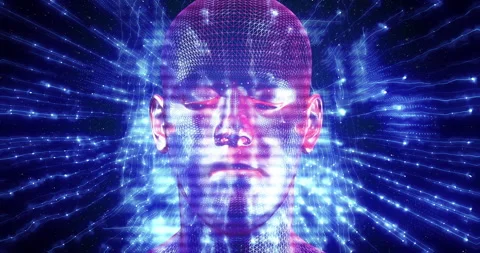 Abstract 3D digital human face symbolizing artificial intelligence. Video stock 316083856