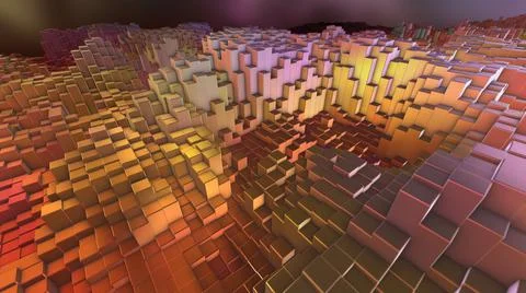 Abstract 3D digital landscape background. Cubes. Pixel sorting. Glitch art イラスト素材