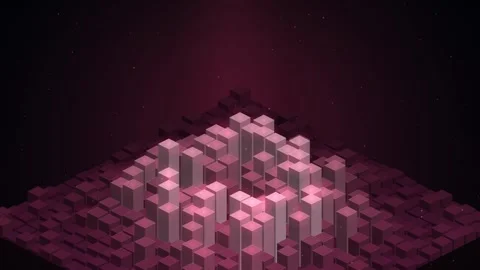 Abstract 3D digital landscape featuring glowing pink and dark purple geomet.. Stock Footage 346723406