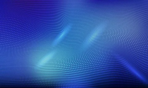 Abstract 3D digital landscape. Particles dots and lines with depth of field.. イラスト素材