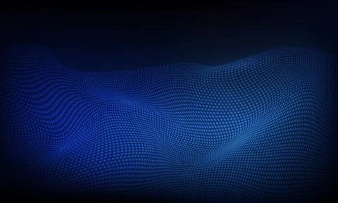 Abstract 3D digital landscape. Particles dots and lines with depth of field.. イラスト素材