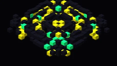 Abstract 3D digital motion graphics with glowing cubes Stock Footage 346156936