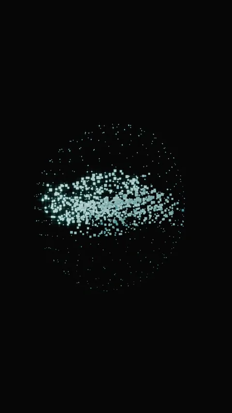 Abstract 3D digital particle sphere rotating on a black background Stock Footage 346662679