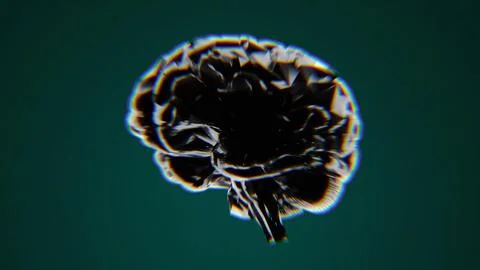 Abstract 3D digital rendering of a dark brain structure with chromatic aber.. Stock Photos