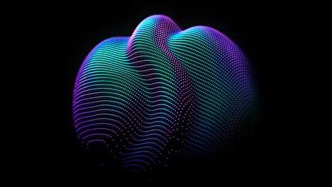 Abstract 3D digital sphere made of glowing particles on black background Stock Footage 328251834