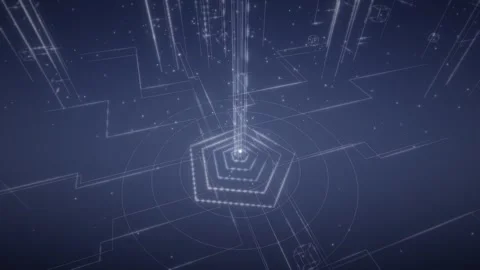 Abstract 3d digital technology background with glowing blue circuit lines Stock Footage 347331961