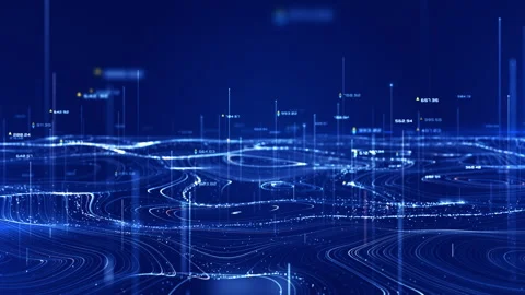 Abstract 3D digital topographic map with glowing data points and futuristic. Stock Footage 310866008