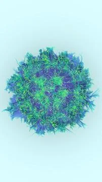 Abstract 3D digital visualization of a glowing blue and green particle expl.. Stock Illustration