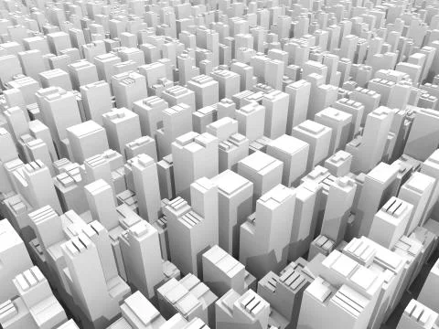 Abstract 3d digital white schematic cityscape 库存插图