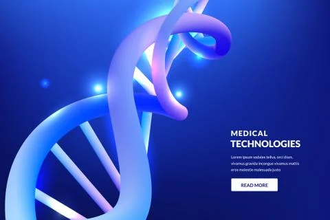 Abstract 3d DNA blue background. Vector illustration. Medical technology, bio Stock Illustration