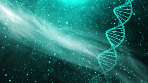Abstract 3d dna chain rotation on turquoise background Stock Footage 229617269
