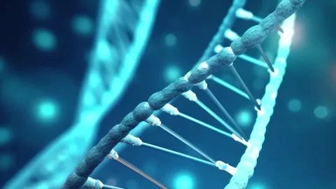 Abstract 3D DNA Double Helix Structure in Blue Video stock 341735657